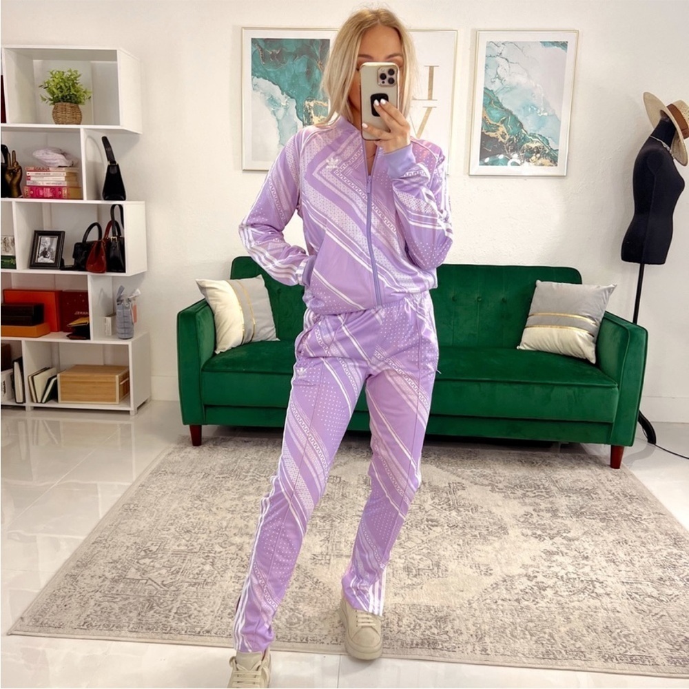 Adidas Bandana Print Lilac Track Pants Superstar - Picture 4 of 12